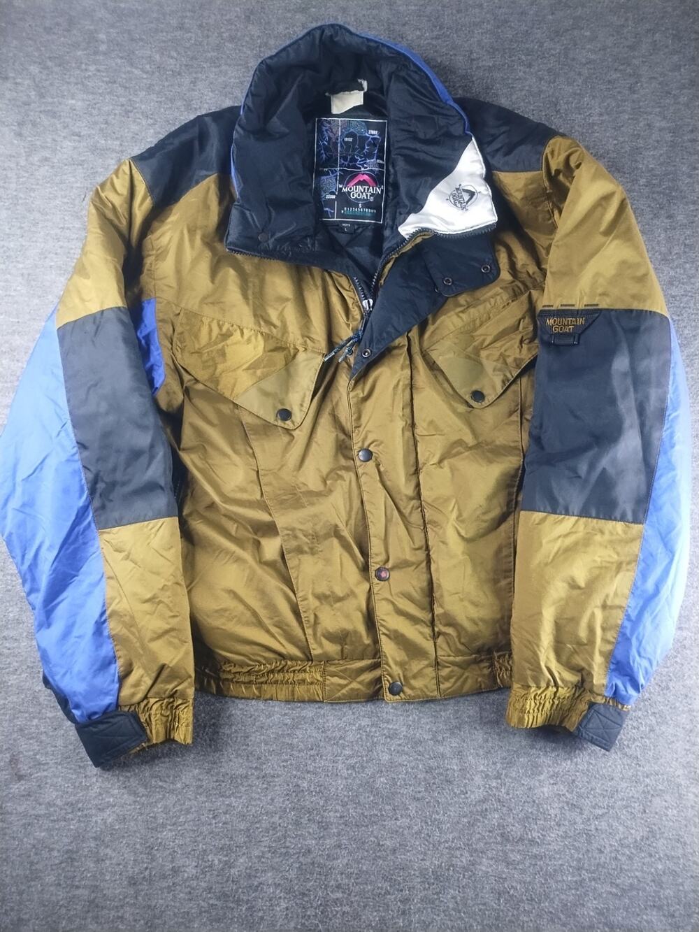 VTG 80s 90s Mountain Goat Ski Jacket Coat Pockets Men's Large Full Zip